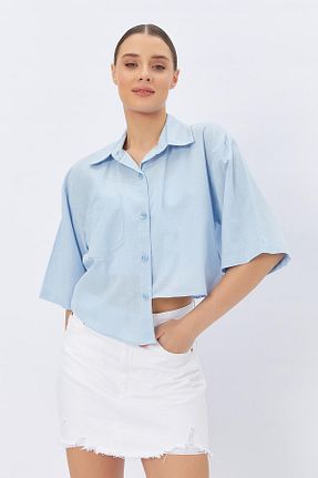 پیراهن آبی زنانه رگولار Reyon - کد 923500371
