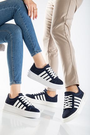 کفش اسنیکر سرمه ای زنانه بند دار MY GROSS SHOES - کد 901596238