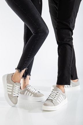 کفش اسنیکر طوسی زنانه بند دار MY GROSS SHOES - کد 901624482