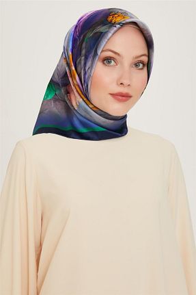 روسری آبی کرپ ساتن ابریشم Armine - کد 923531185