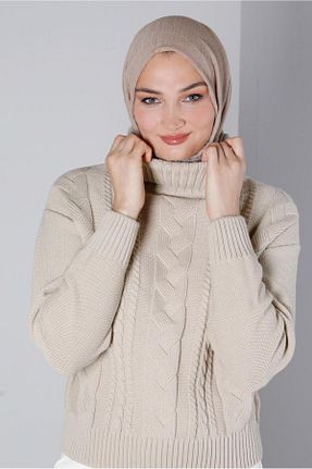 پلیور بژ زنانه Saç Örgü Alvina - کد 794073875
