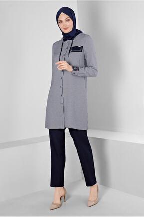 شلوار پارچه ای سرمه ای زنانه بلند Alvina - کد 797082507