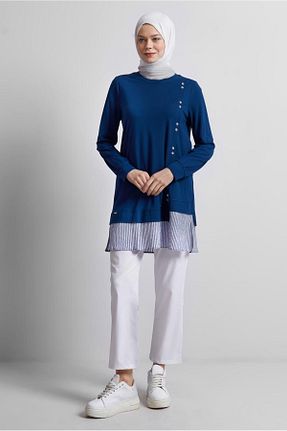 تونیک حجاب سرمه ای زنانه مخلوط ویسکون Alvina - کد 923591004