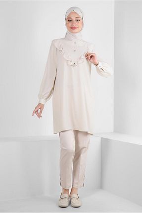 تونیک حجاب بژ زنانه پلی استر Alvina - کد 805969561
