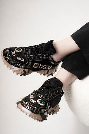 کفش اسنیکر مشکی زنانه بند دار Guja - کد 923669623