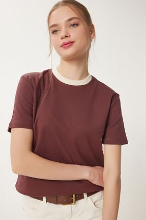 تیشرت قهوه ای زنانه رگولار Happiness İstanbul - کد 922674605