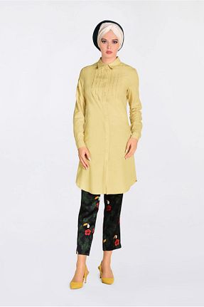 تونیک حجاب زرد زنانه %100 پنبه Alvina - کد 874941619