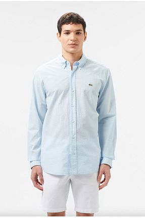 پیراهن آبی مردانه اسلیم فیت Lacoste - کد 923596977