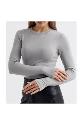 بادی طوسی زنانه یقه دوچرخه ŞIK VE MUTLU - کد 923656790