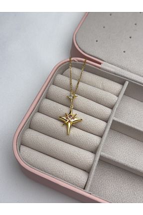 گردنبند استیل ( فولاد ) زرد زنانه استیل ضد زنگ lilith accesuary - کد 872038983