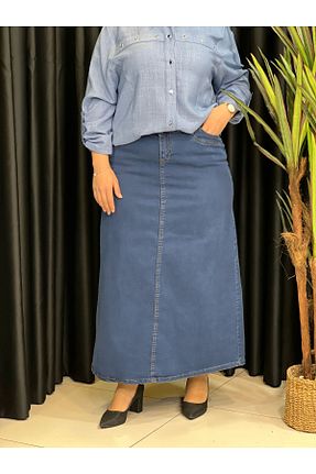دامن آبی زنانه جین Butik büyük beden - کد 923712589