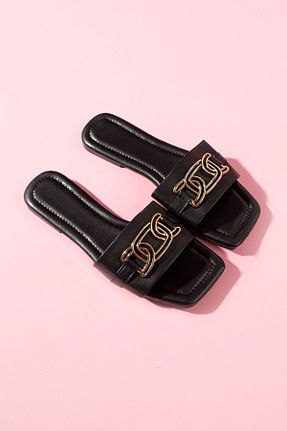 دمپائی مشکی زنانه چرم مصنوعی FUGA MODA - کد 824643319