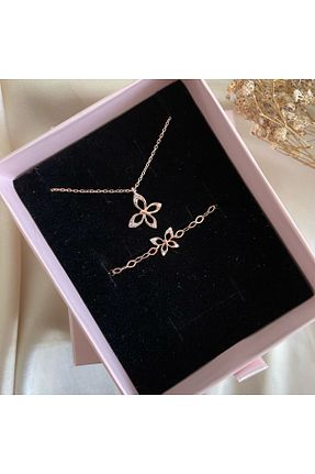 ست نقره صورتی زنانه زیرکن Lovera Jewellery - کد 865964168