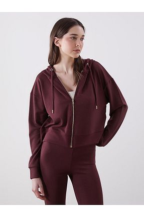 سوئیشرت زرشکی زنانه ساده LC Waikiki - کد 923724702