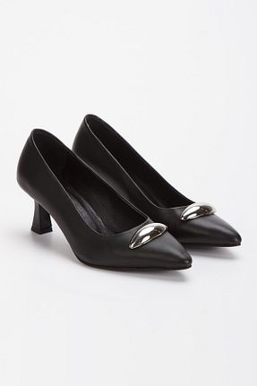 کفش پاشنه بلند کلاسیک مشکی زنانه چرم خالص elvinshoes - کد 923730182