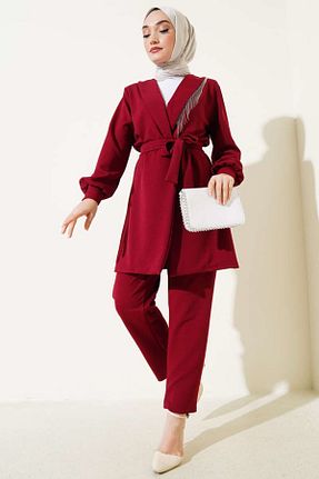 ست بالاتنه و پائین تنه حجاب زرشکی زنانه رگولار modasindoma - کد 923756480