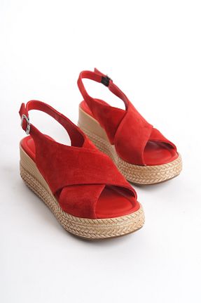 صندل قرمز زنانه پاشنه پر Elile Shoes - کد 923759212