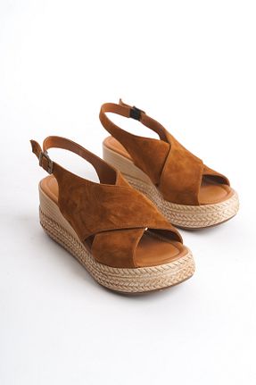 صندل قهوه ای زنانه پاشنه پر Elile Shoes - کد 923759199
