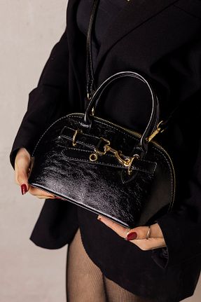 کیف دوشی مشکی زنانه چرم مصنوعی MYPOPPİSHOES - کد 923765200
