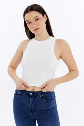 رکابی سفید زنانه یقه هالتر Maison La Femme - کد 920587367
