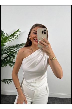 بلوز سفید زنانه ساده Butik Beyza - کد 923791932