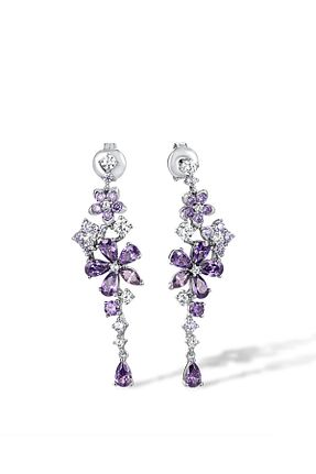 گوشواره نقره بنفش زنانه 925 عیار Brezza Lusso Jewelry - کد 793069552