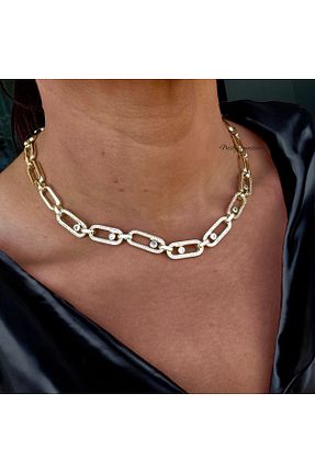 گردنبند استیل ( فولاد ) طلائی روکش طلا neslyaccessories - کد 920472855