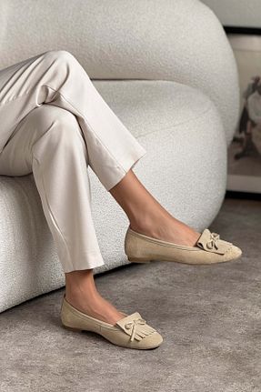 بابت بژ زنانه چرم خالص NİŞANTAŞI SHOES - کد 923531184