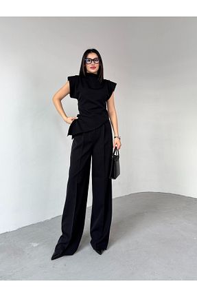 بلوز مشکی زنانه هندسی Cappmoda - کد 923848404