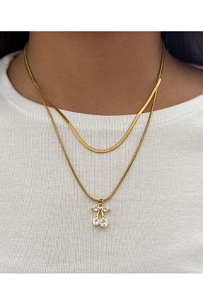 گردنبند استیل ( فولاد ) طلائی h&b design jewel - کد 923850516