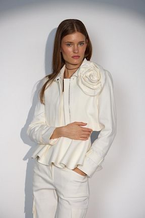 کت سفید زنانه رگولار NOK İSTANBUL - کد 923855187