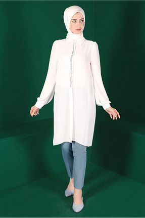 تونیک حجاب سفید زنانه پلی استر Alvina - کد 802125352
