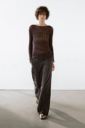 پلیور قهوه ای زنانه Ajurlu Massimo Dutti - کد 922991006