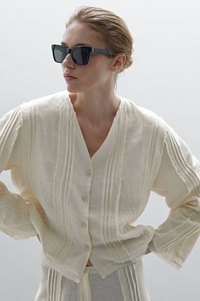 کت بلیزر سفید زنانه رگولار Massimo Dutti - کد 920555118