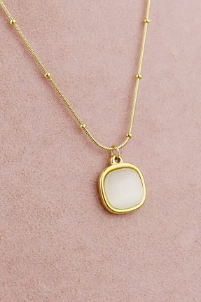 گردنبند استیل ( فولاد ) طلائی زنانه استیل ضد زنگ Keyifli Hayaller - کد 923900055