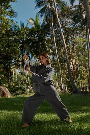پیراهن طوسی زنانه Overshirt Oysho - کد 921943159