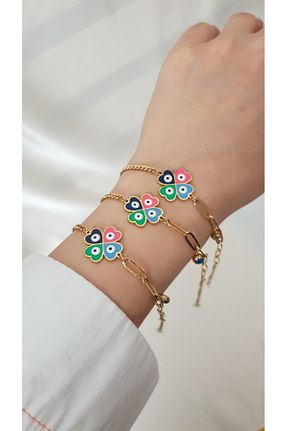 دستبند استیل (فولاد) طلائی زنانه استیل (فولاد) SelinDiamond - کد 923949165