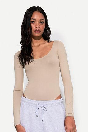 بادی بژ زنانه یقه دگاژه Bershka - کد 848195142