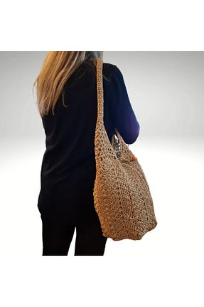 کیف دوشی قهوه ای زنانه حصیر NVSisters - کد 923952820