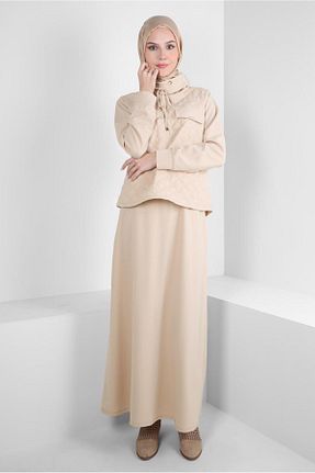ست بالاتنه و پائین تنه حجاب نباتی زنانه رگولار Alvina - کد 790229340