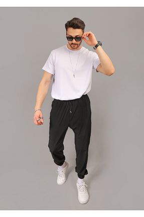 شلوار کرمگن مشکی مردانه پاچه کش دار INFLUYENTE - کد 923981237