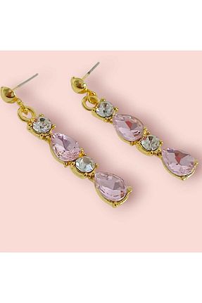 گوشواره جواهر صورتی زیرکن mos&more - کد 922804680