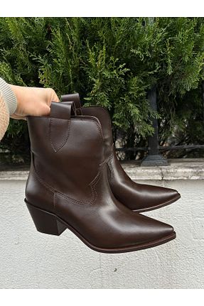 چکمه قهوه ای زنانه چرم مصنوعی POTEEN - کد 897467672
