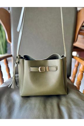 کیف دوشی خاکی زنانه چرم مصنوعی ÖzkanAccessory - کد 924039972