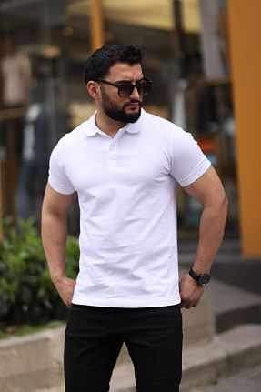 پولوشرت سفید مردانه پنبه - الاستین ENERJİN - کد 924057270