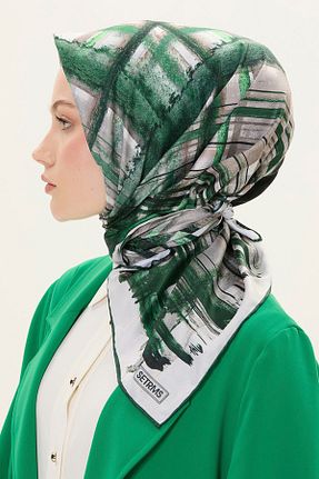 روسری سبز پلی استر Setrms - کد 932632235