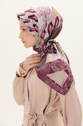روسری زرشکی پلی استر Setrms - کد 925656273