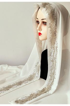 روسری سفید شیفون Ceylan - کد 860783731