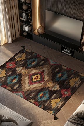 فرش قهوه ای قابل شستشو Rugs Modern Halı - کد 924086240