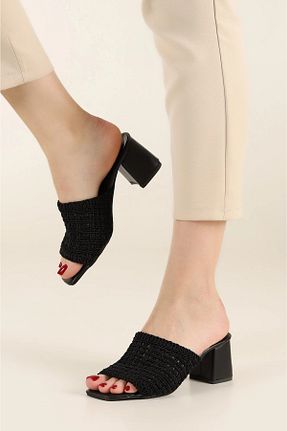 دمپائی مشکی زنانه چرم مصنوعی POPULARSHOP - کد 924105087